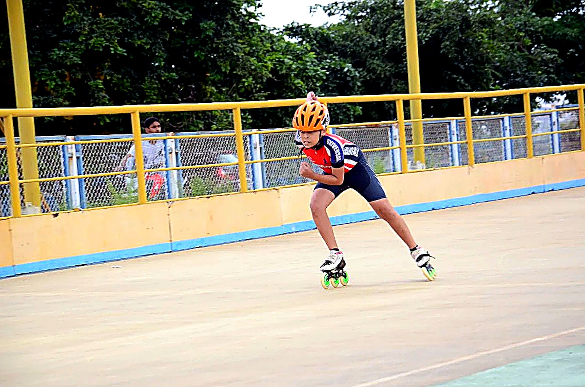 Speed skater training at Korum Mall indoor B2 level rink facility in Thane