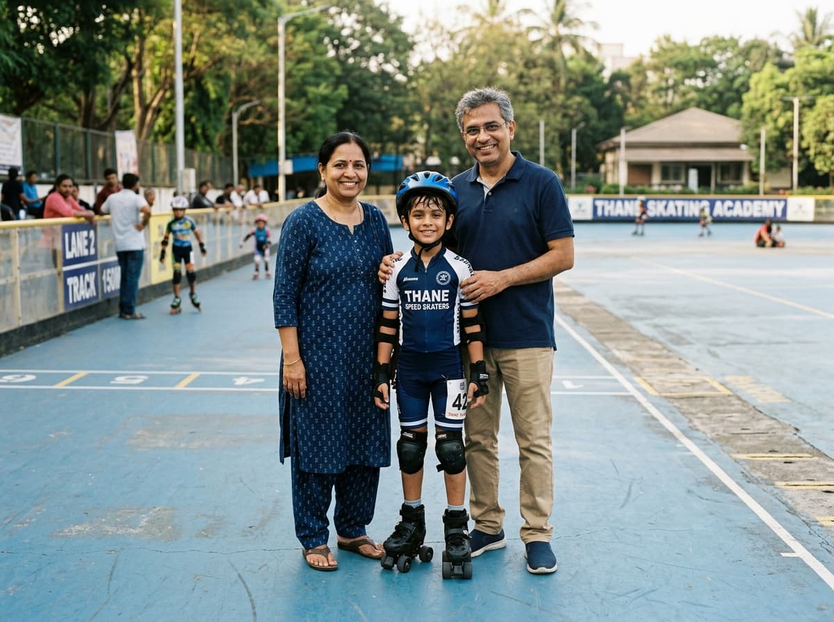 Parent Pritesh Shah sharing testimonial about skater Jinansh competing at SGFI nationals